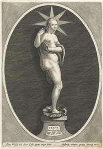 Venuše Venvs (název na objektu) Zeven the good planet (název série) Septem Planetae (název série) od Jan Collaert (II)