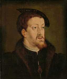 Portrét Karla V., asi 1530 (olej na desce) od Jan Cornelisz (after) Vermeyen
