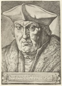 Portrét Erarda de la Marcka, prince-biskupa z Lutychu Reerendill Euhardus Amarka ... bulliacen Comes Lossen (název na objektu) od Jan Cornelisz Vermeyen