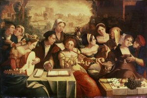 Marnotratný syn hodující s nevěstkami od Jan Cornelisz Vermeyen