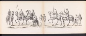 Maškaráda leidenských studentů, 1865 (deska 14) Krojovaný průvod členů leidenského studentského sboru 6. června 1865 na oslavu 290. výročí Leidsche Hoogeschool, zobrazující: vstup Holanďanů b