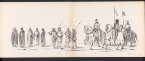 Maskerade van de Leidse studenten, 1865 (plaat 3) Gecostumeerde optogt gehouden door de leden van het Leidsche studenten-corps den 6den Junij 1865, ter viering van den 290sten verjaardag der Leidsche Hoogeschool, voorstellende: de intogt der Hollanders bi  od Jan Daniël Cornelis Carel Willem baron de Constant Rebecque