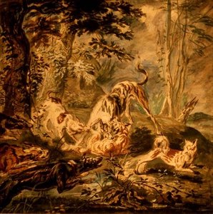 Fox Hunt (kvaš přes černou křídu)