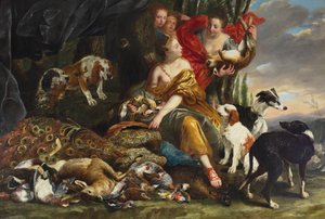 Bohyně Diana přijímající zabití par Fyt, Jan (Johannes Fijt) (1611-1661). Olej na plátně, rozměr : 177x261, soukromá sbírka