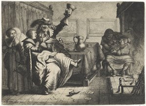Dva zamilované páry v hostinci od Jan Gillisz. van Vliet