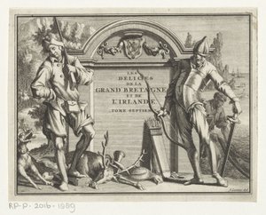 Twee jagers pro architektonické prostředí Titulní stránka: James Beeverell, Požitky Velké Británie a Irska, svazek sedm, 1707 od Jan Goeree (possibly)