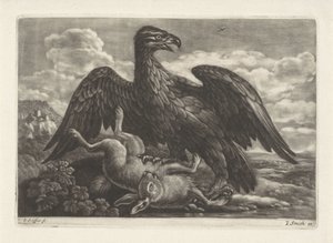 Orel stojí na zajíci od Jan Griffier (I) (attributed to workshop of)