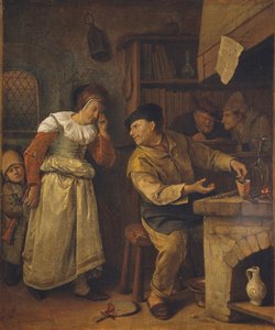 Zlatník tavící ženské šperky v přítomnosti notáře: Alchymista, c. 1668-70 (olej na plátně) od Jan Havicksz. Steen