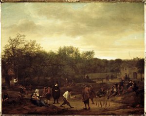 Rolníci hrající míče v Holandsku (malba od Jan Havicksz. Steen
