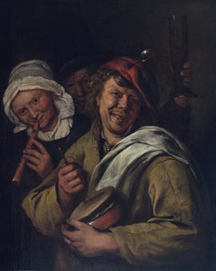 Rommelpot: Sisustus kolmella hahmolla (öljy paneelissa) od Jan Havicksz. Steen