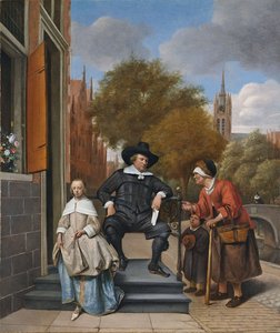 Měšťan z Delftu a jeho dcera, 1655 od Jan Havickszoon Steen