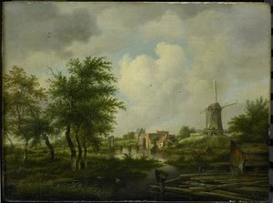 Zchátralý opevnění v Amsterdamu s Weteringpoort, vidět přes Buitensingel