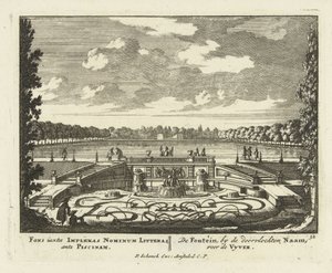 Fontána u velkého rybníka v zahradách Paleis Het Loo, 1695-1705