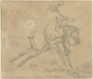 Jezdec na doprovodném koni od Jan Jacobsz van der Stoffe