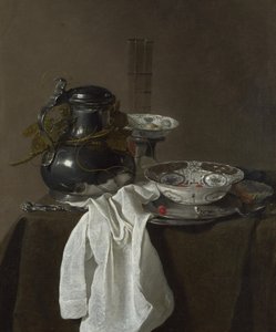 Zátiší s cínovou vlajkou a dvěma mísami Ming, 1651 od Jan Jansz. Treck