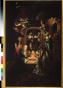 ""Narození Páně"" (Narození Krista (Svatá noc)) Obraz Jana Joesta (asi 1460-1519) Puškinovo muzeum ze 16. století, Moskva od Jan Joest van Kalkar