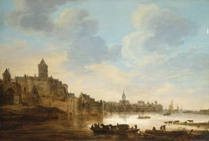 Město na břehu řeky, s přívozem, 1648 od Jan Josephsz van Goyen