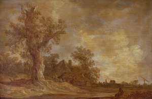 Zalesněná krajina s postavami a dubem od Jan Josephsz van Goyen