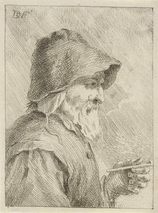 Starý muž s plnovousem a dýmkou v ruce od Jan Lauwryn Krafft (I) (attributed to)