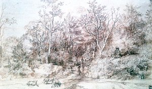 Krajina s osobou hrající na flétnu, c1627-1674 od Jan Lievens