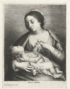 Marie s dítětem a hruškou Iesvs Maria (titul na objektu) od Jan Lievens