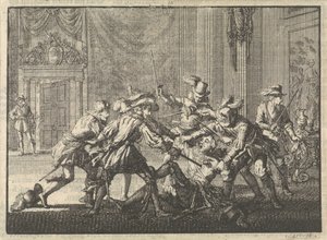 Vévoda z Guise zavražděn na hradě v Blois, 1588 od Jan Luyken