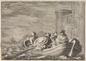 Král Jakub II prchá v noci na veslici, 1688 od Jan Luyken