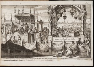 Velké požehnání vod v Moskvě (výroční náboženský obřad s průvodem) - dílo Jana (Johannese) Luykena (1649-1712), rytina (20,1x30 cm) od Jan Luyken