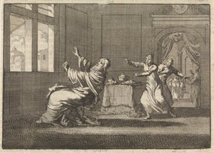 Papež Innocent XII padá zpět z okna Quirinalu krátce po svém zvolení, 1691 od Jan Luyken