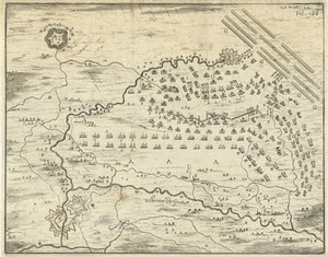 Mapa bitvy u Landenu od Jan Luyken