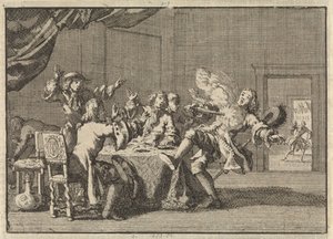 Thomas Tullock, podporovatel krále Jakuba II ve Skotsku, je zabit neočekávanou střelbou z jeho zbraně, 1690 od Jan Luyken