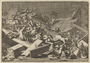 Zřícení patra domovního kostela císařského zplnomocněnce hraběte von Bercka, 1697 od Jan Luyken