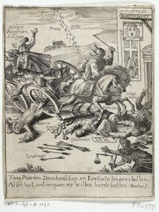 Kreslený film zobrazující údajné francouzské smýšlení Amsterdamu, 1690 od Jan Marlois