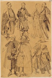 Skarbczyk. Acht Männer und Frauen in Kostümen des 16. und 18. Jahrhunderts od Jan Matejko