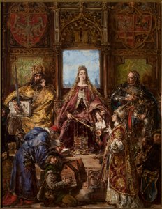 Založení hlavní školy, upevněné jejím přenesením do Krakova. R.P. 1361-1399-1400 od Jan Matejko