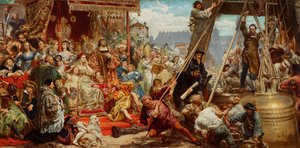 Zavěšení zvonu Zygmunta na věži katedrály v Krakově v roce 1521