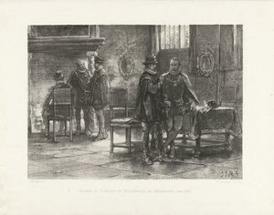 Setkání Orange s Egmondem ve Willebroeku, 1567 Oranje a Egmond ve Willebroeku v travnatém měsíci roku 1567 (název na objektu) od Jan Mesker