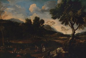 Krajina s bitvou mezi dvěma berany, ca. 1640.