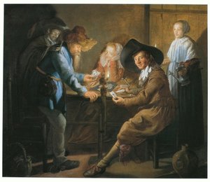 Hráči karet při světle lamp od Jan Miense Molenaer