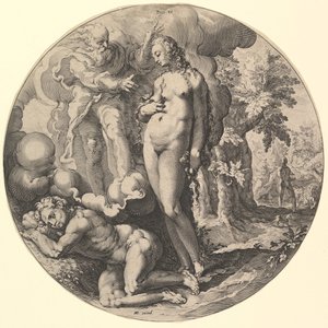 Šestý den umírá VI, ze série Stvoření světa, ca. 1598.