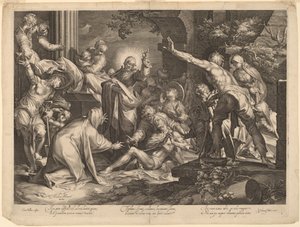 Vzkříšení Lazara od Jan Muller, after Abraham Bloemaert