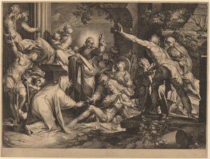 Vzkříšení Lazara od Jan Muller after Abraham Bloemaert