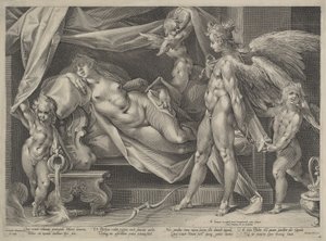 Amor a Psyché od Jan Muller, after Bartholomaeus Spranger
