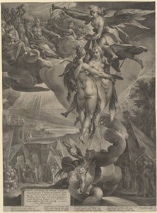 Apoteóza umění od Jan Muller, after Bartholomaeus Spranger