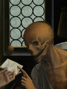 Detail smrti a The Miser, c.1515-21 (olej na panelu) od Jan Provoost