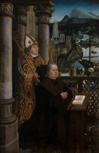 Detail dárce se svatým Mikulášem a dárcovou ženou se svatým Godelivou, kolem 1515-21 (olej na panelu) od Jan Provoost