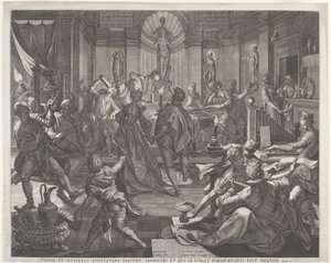 Dům potěšení od Jan Sadeler I, after Joos van Winghe