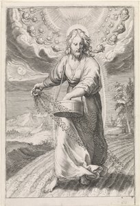 Kristus jako rozsévač Podobenství o plevelu mezi obilím (název série) od Jan Saenredam (attributed to)