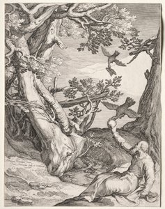 Eliáš v divočině Krmený havrany, 1604. od Jan Saenredam