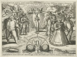 Zosobněná střídmost s hříchy Est modus.in.rebus. sunt. certi.de: (...) (název na objektu) od Jan Snellinck (I) (attributed to)